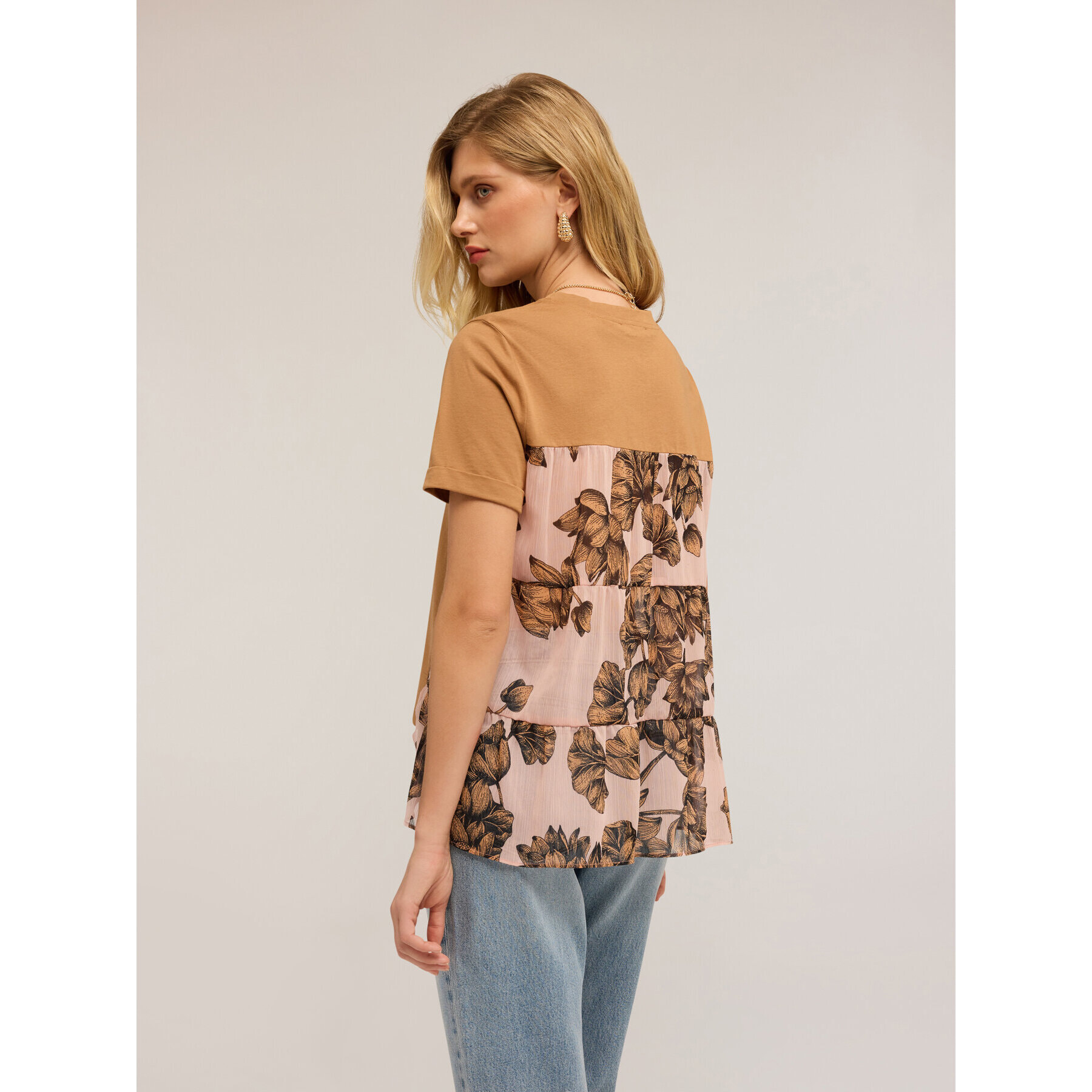 Motivi - T-shirt con inserto dietro - Beige