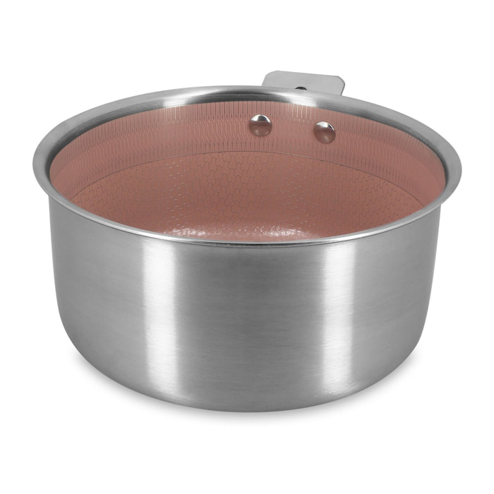 Casserole 18cm en acier inoxydable rose AGLAE