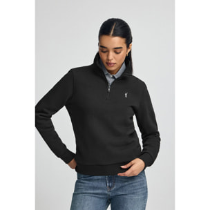 Sudadera negra con media cremallera y logo Rigby Go