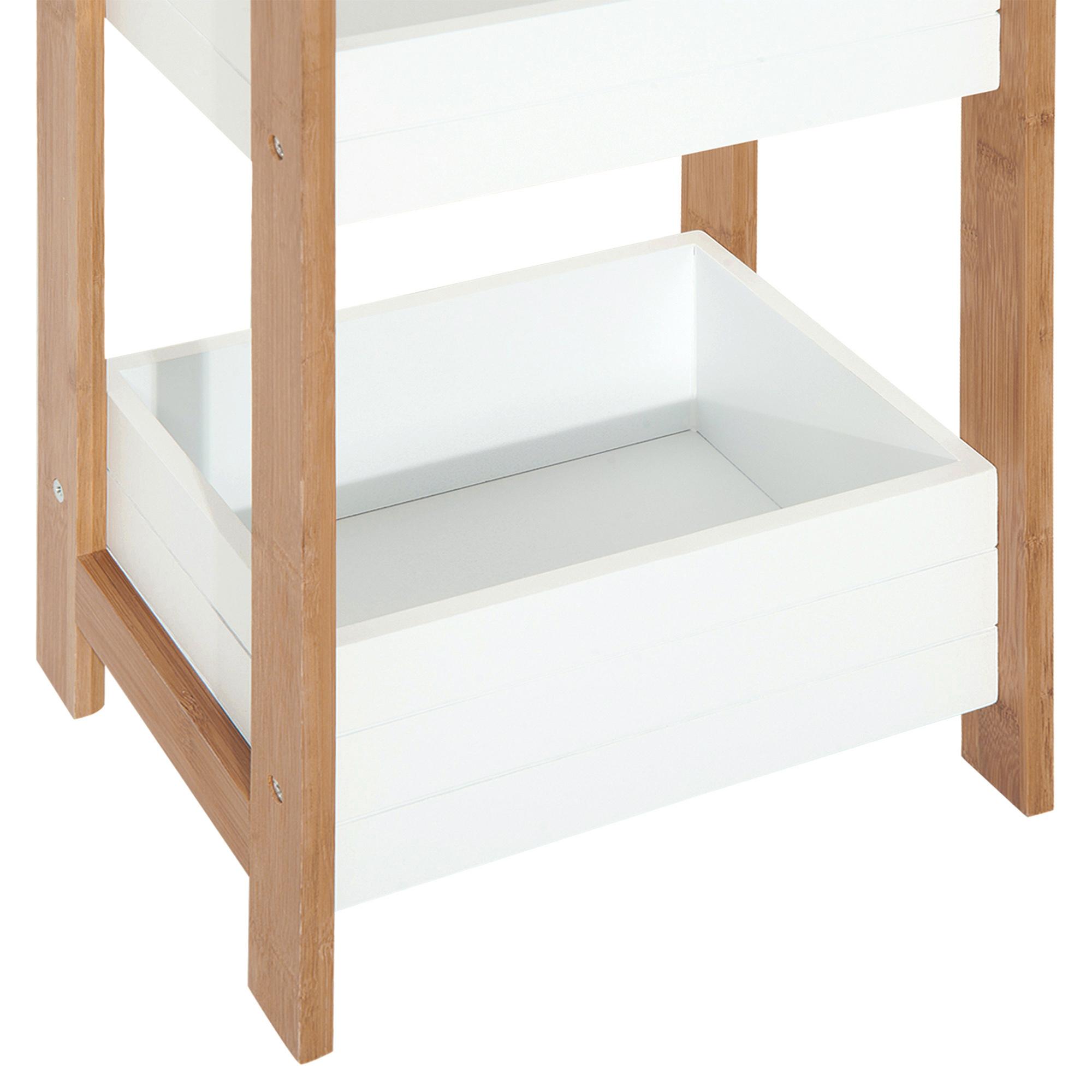 Estantería de Baño con 3 Estantes Bambú Cocina 27,5x20,8x74 cm Blanco y Natural