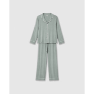 Pijama largo camisero viscosa verde keike