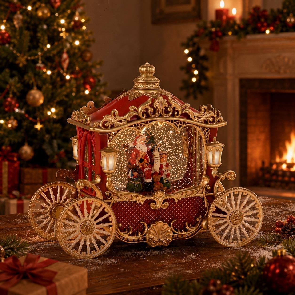 Carrozza 25.5xh21 cm con santa led+musica - Pezzi 1 - ALTRO - Bianchi Dino SpA