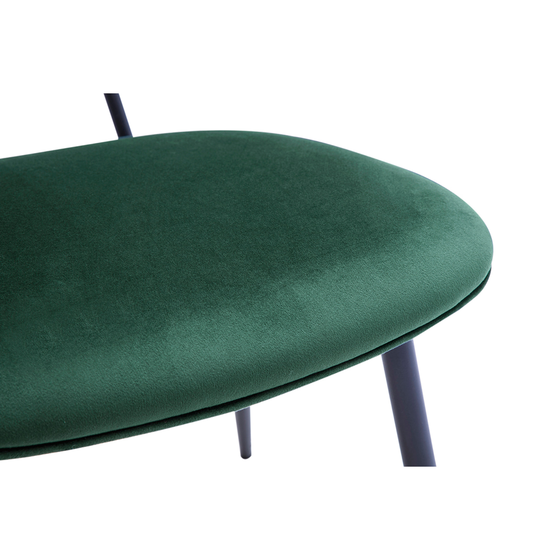 Chaises design en tissu velours vert foncé, métal noir et cannage rotin (lot de 2) SWANN