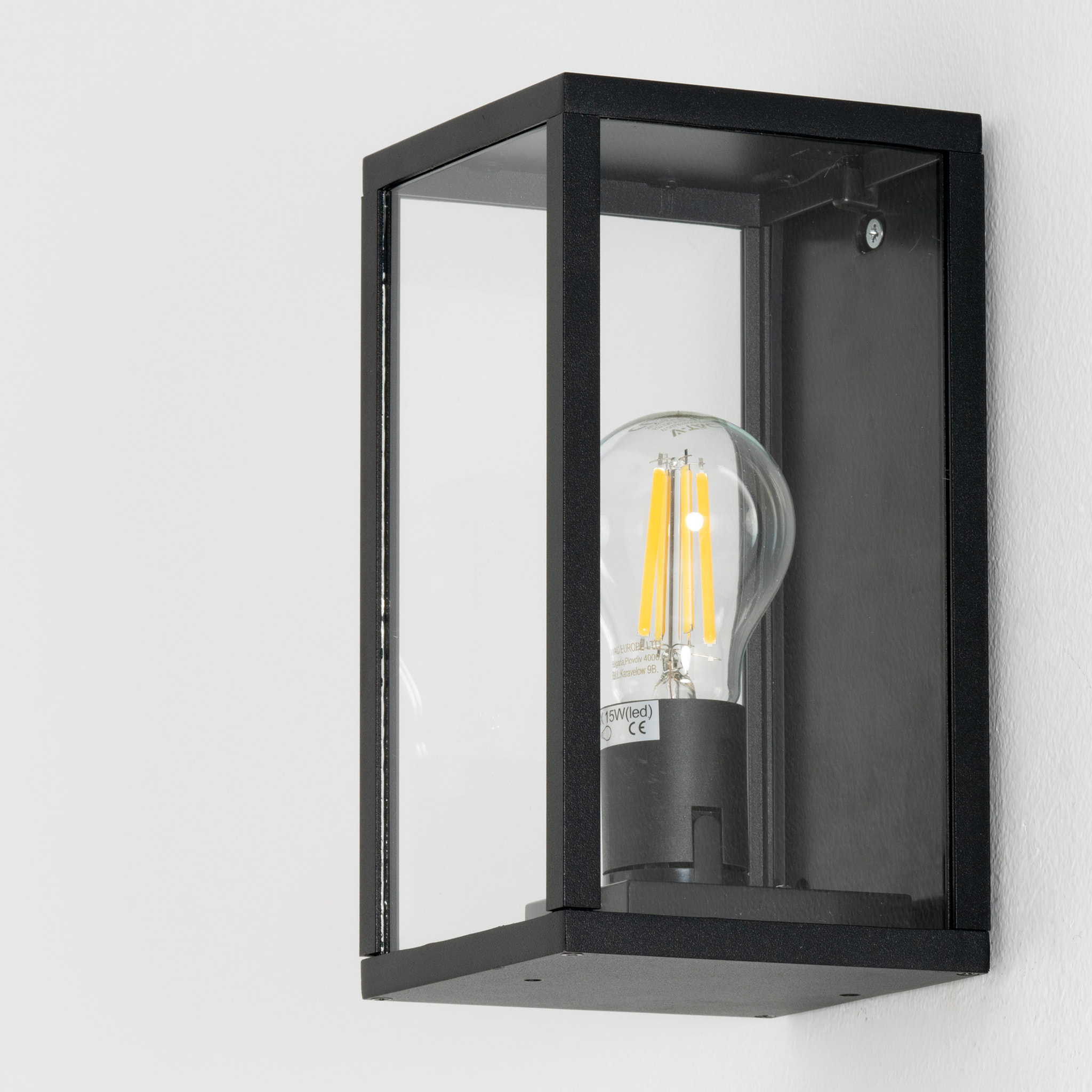 FORLIGHT Pristol Apliqiue rectangular para bombilla E27 en color negro