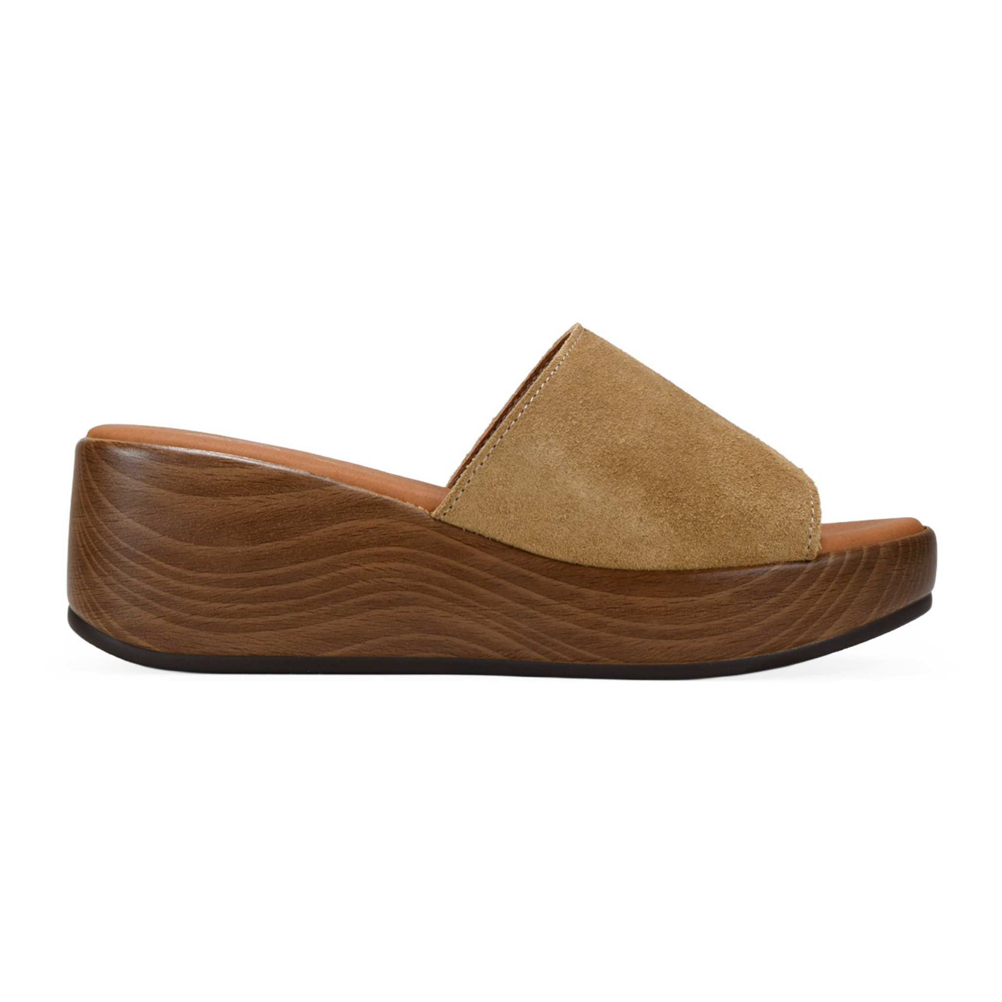 Sandalias de cuña arena en piel