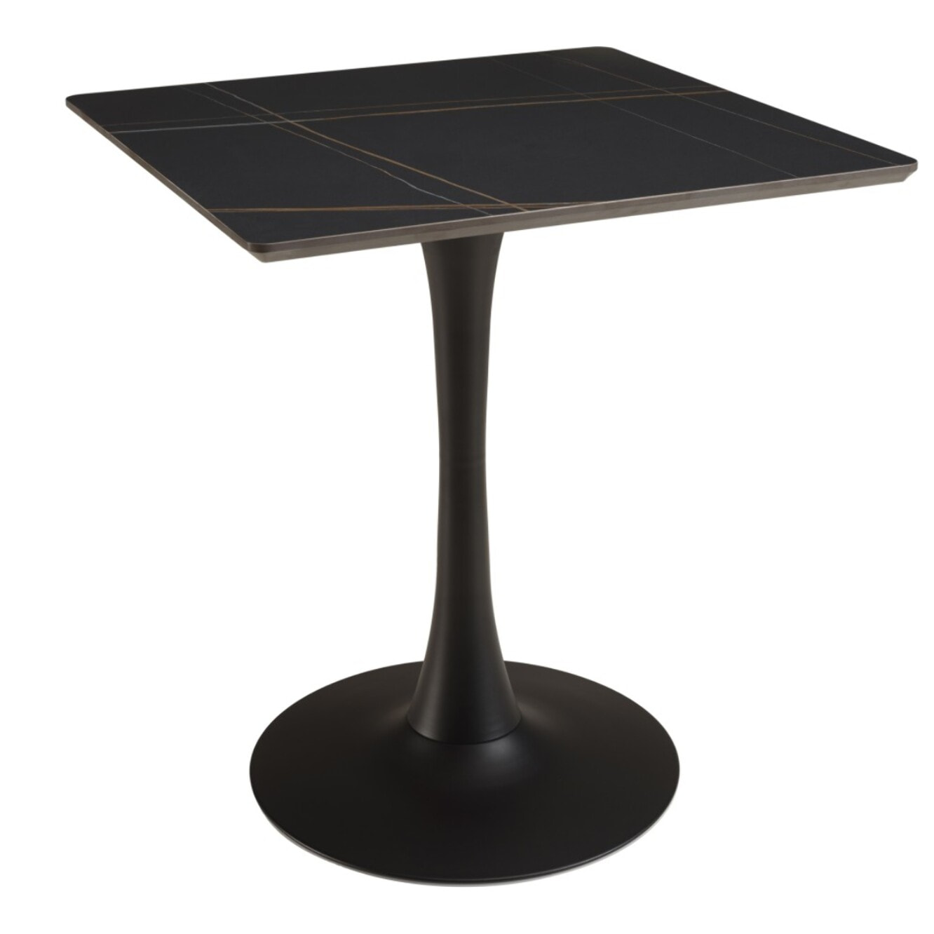 ICARE - Ensemble n°3: table bistrot 70x70cm en céramique marbré noir