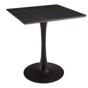 ICARE - Ensemble n°3: table bistrot 70x70cm en céramique marbré noir