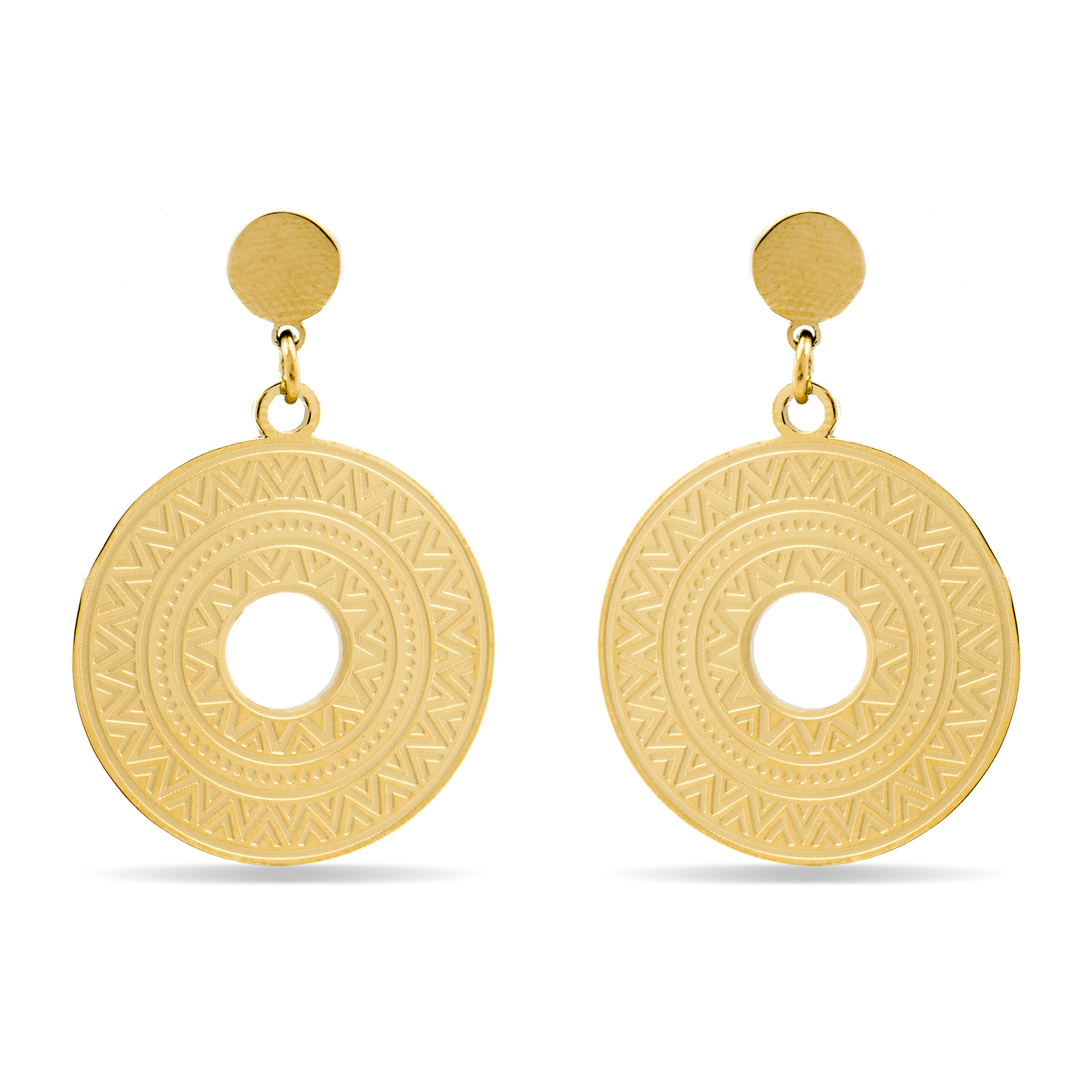 Pendientes acabados en oro amarillo de 18K