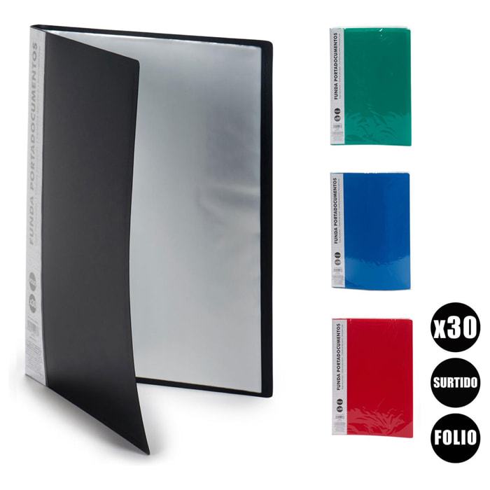 PACK 4 Portadocumenti 30 fogli A4. Assortimento 4 colori.