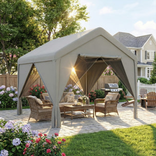 Tonnelle de jardin extérieur hydrofuge structure acier galvanisé gris