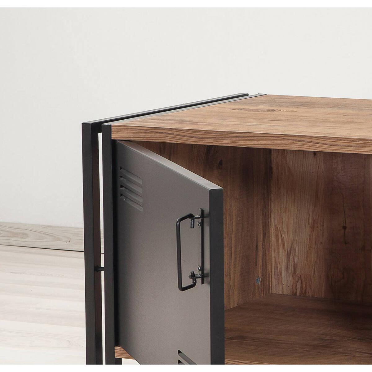 Mobile porta TV Dperott, Credenza da soggiorno, Armadio basso per TV, Base parete attrezzata, 130x45h50 cm, Quercia e Nero