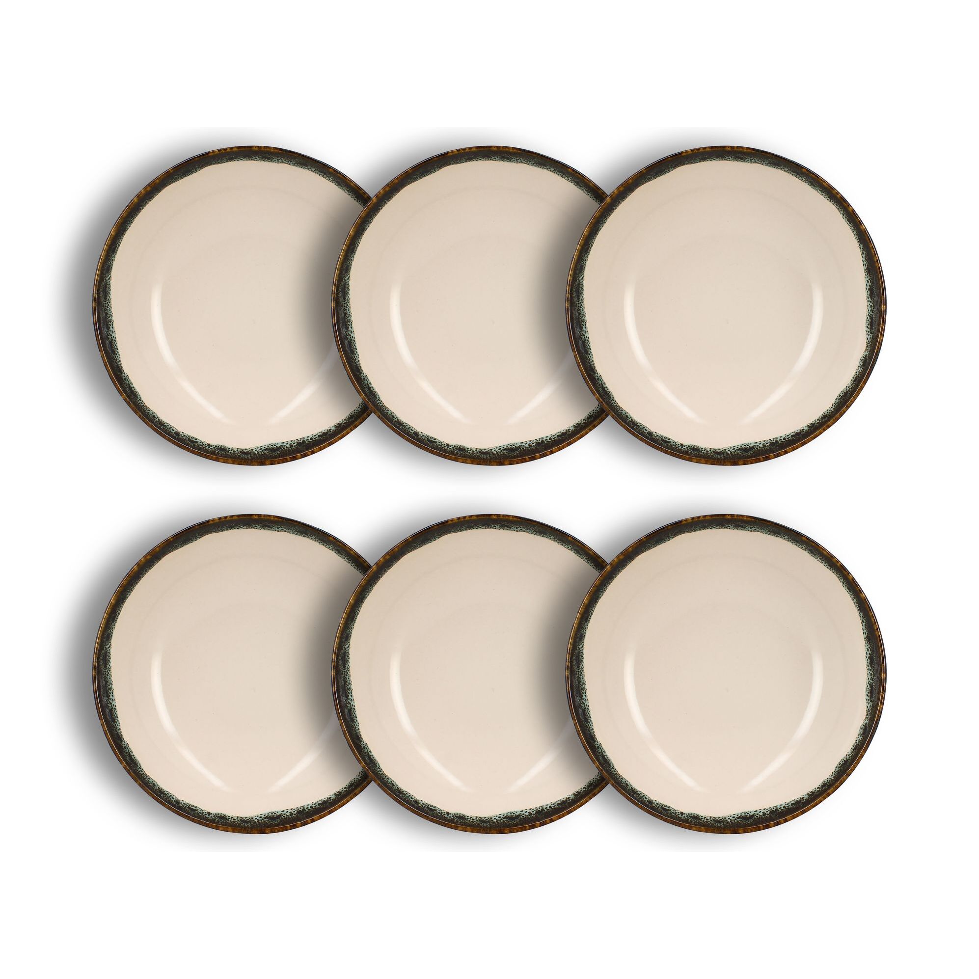 Lot de 6 assiettes creuses atome 21cm en faience beige ATOME