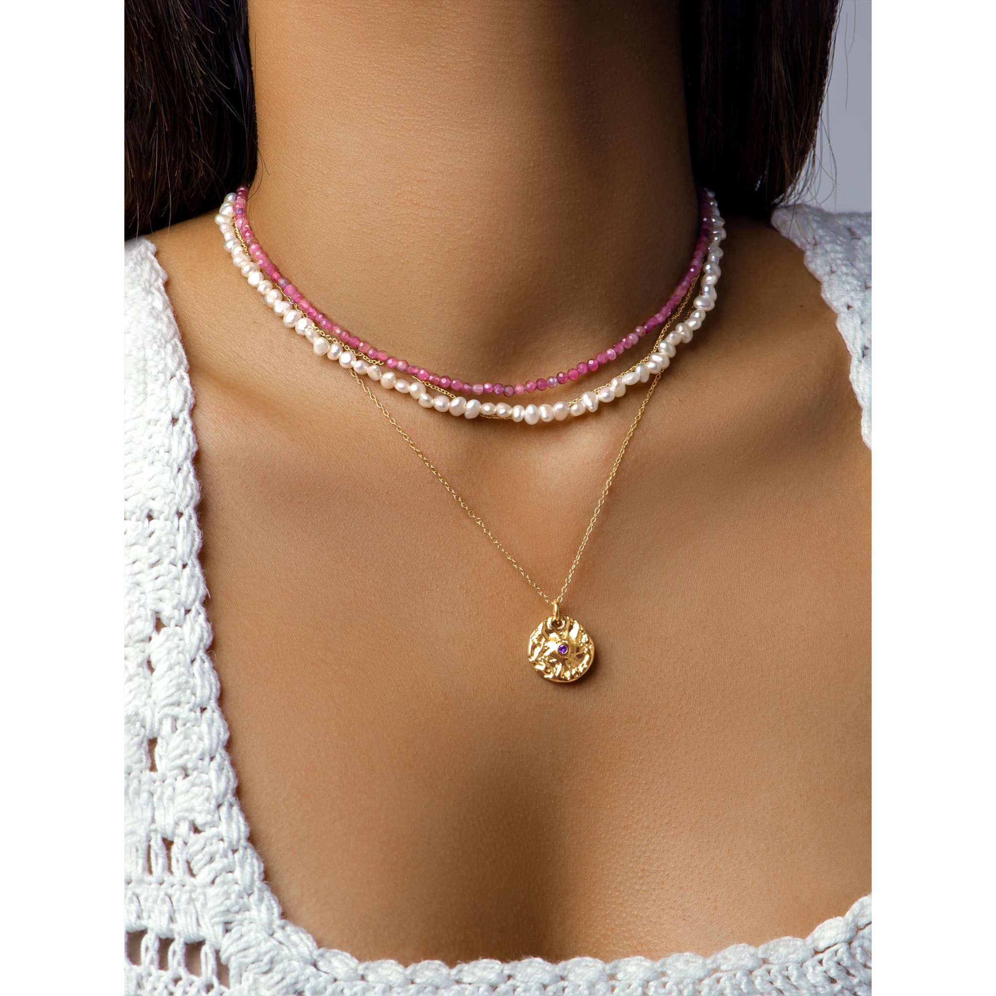 Collar Pearl Chain Baño Oro