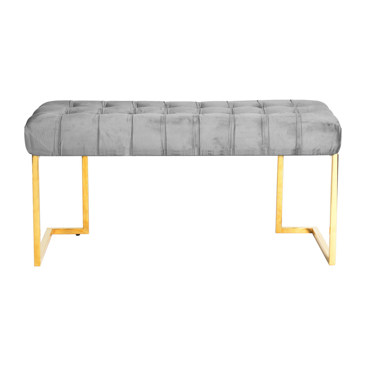 Panca Rarity in velluto grigio con base dorata