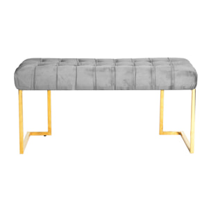 Panca Rarity in velluto grigio con base dorata