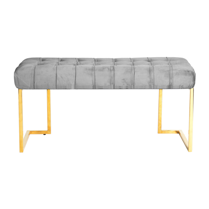 Panca Rarity in velluto grigio con base dorata