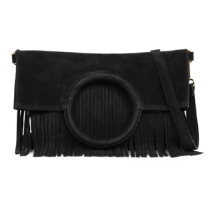 Amendolara borsa a tracolla donna. Pelle scamosciata autentica.