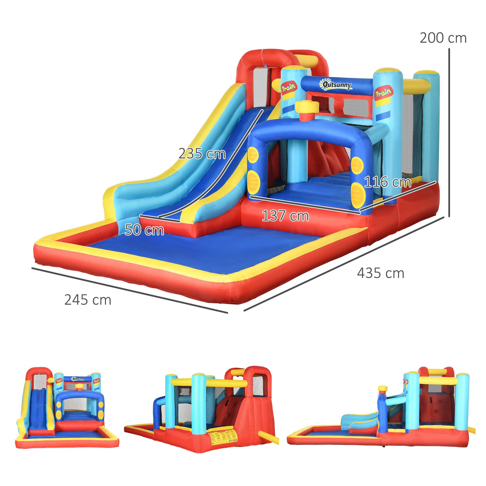 Castillo Hinchable con Soplador Cassa de Rebote para Niños de 3-8 Años con Tobogán Trampolín Piscina Bolsa de Transporte para Interior Exterior 435x245x200 cm Multicolor