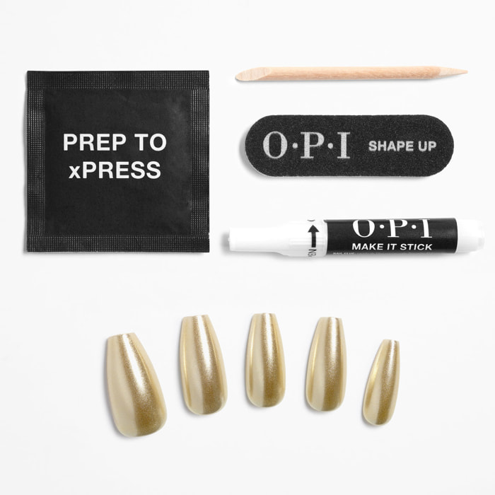 xPRESS-ON - Break the Gold - Faux ongles réutilisables, effet gel - OPI