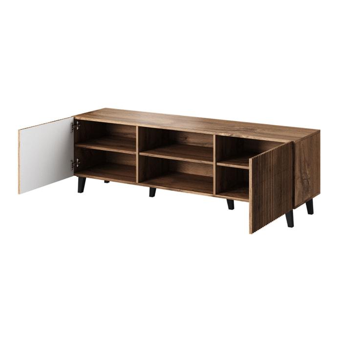 Come - meuble TV - effet bois - 2 portes et 2 niches - 150 cm - Bois