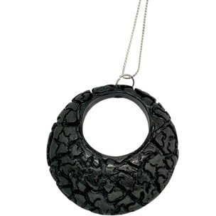 Collar largo Dentro del Laberinto resina negro latón chapado plata de ley 10µ