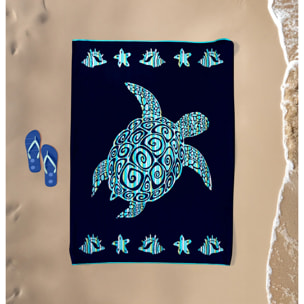 Serviette de plage éponge velours Jacquard - Calypso - 140x180cm - 400g/m²