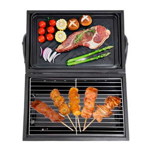 Barbacoa de carbón con chimenea, asa, 2 bandejas de grill y 2 bandejas de horno.