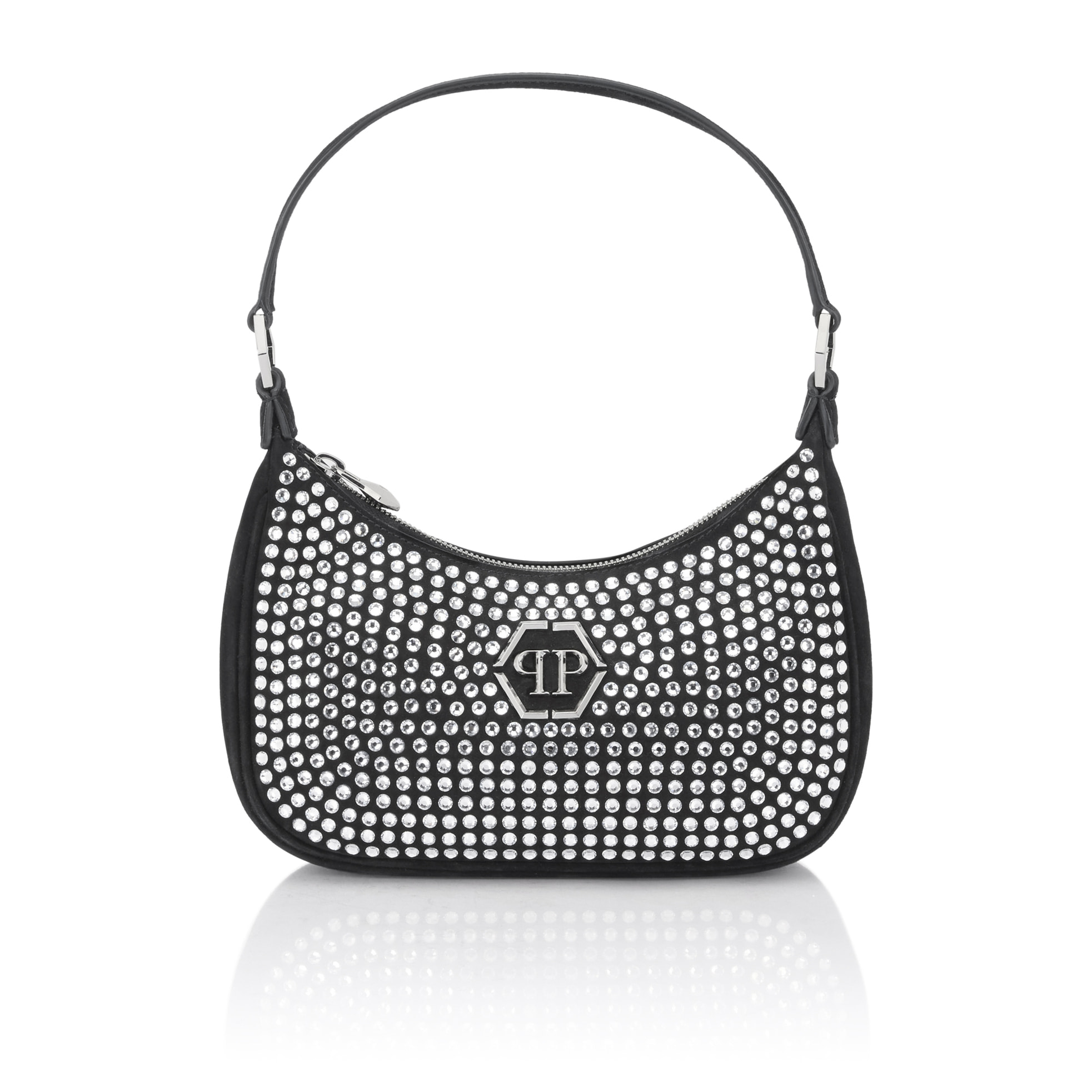 PHILIPP PLEIN Suede Shoulder Bag All-Over Strass