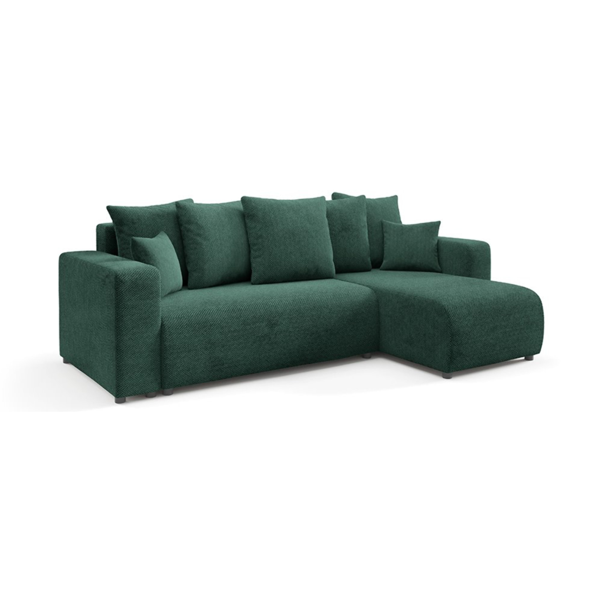 GLORIA - Canapé d'angle droit convertible 4 places en tissu vert