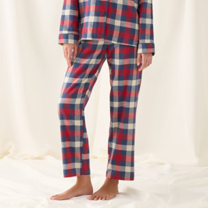 Pantalón de algodón franela con cuadros Neusa color marfil crudo 100% Algodón