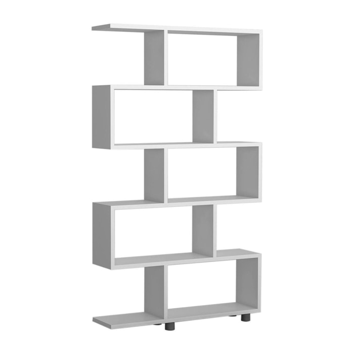 Libreria Dmarasch, Scaffale da ufficio, Mobile portalibri, Biblioteca, 90x20h156 cm, Bianco