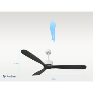 Ventilateur de plafond ø166 cm avec Wifi Réversible Hypersilence 40   W Blanc