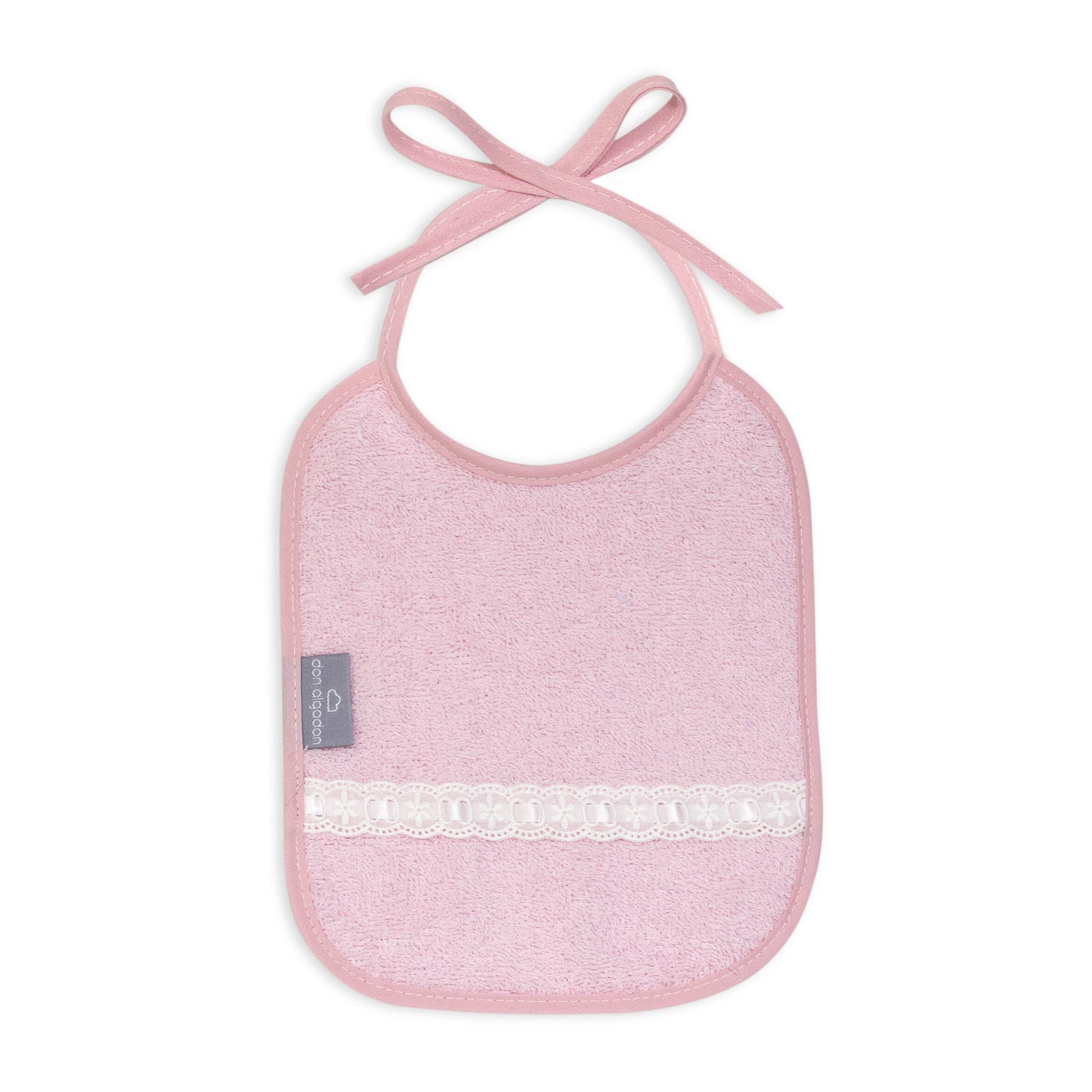 Pack 2 Baberos Don Algodon 20X25 Modelo Pasacinta Bco/Rosa