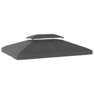 Techo de Repuesto para Cenador, 4x3 m, Cubierta de Repuesto con Techo Doble, 10 Orificios de Drenaje y Protección UV, SOLO Toldo de Recambio para Pabellón Gazebo, Gris