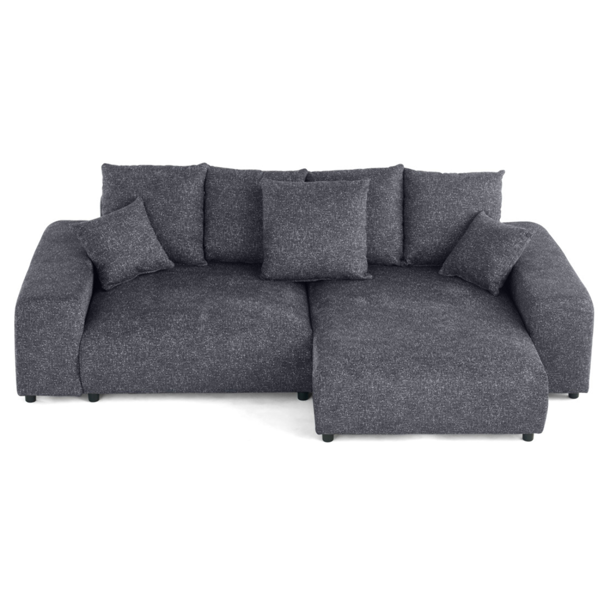 Spice - canapé d'angle réversible 4 places convertible avec coffre en tissu moucheté - Gris foncé