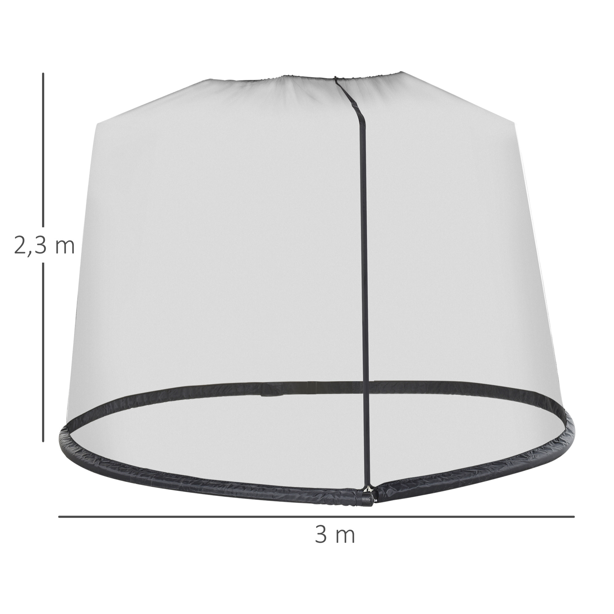 Mosquitera para Sombrillas de Jardín Ø3 m Cubierta de Red de Parasol con Cremallera y Tubo Rellenable de Agua para Terraza Balcón Exterior Negro
