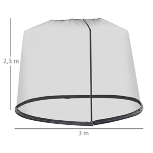 Mosquitera para Sombrillas de Jardín Ø3 m Cubierta de Red de Parasol con Cremallera y Tubo Rellenable de Agua para Terraza Balcón Exterior Negro