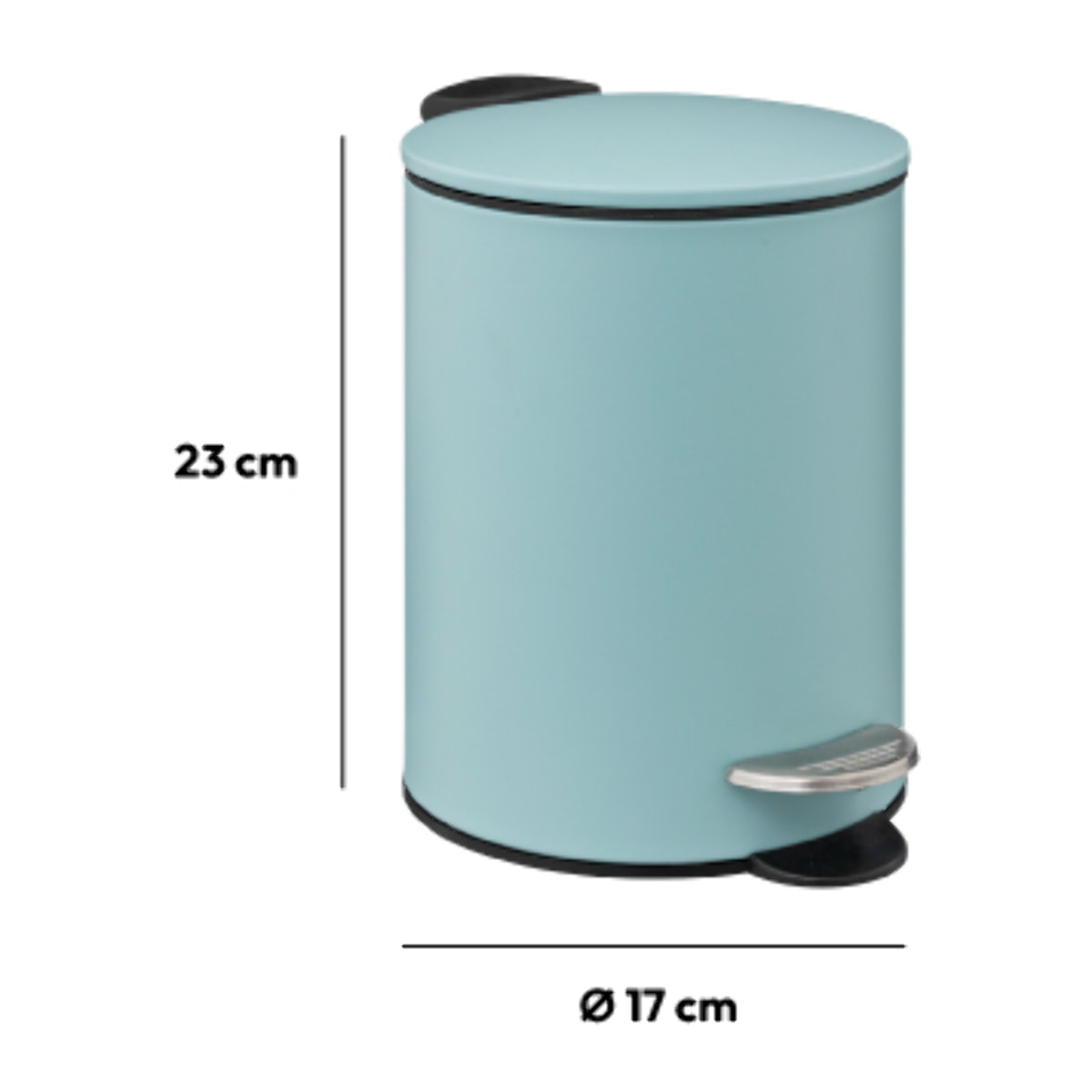 Poubelle métal Soft Close 3L Bleu artic Colorama