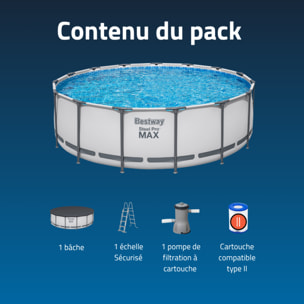 Bestway Piscine hors sol tubulaire ronde Bestway Steel Pro Max 457 x 122 cm gris clair