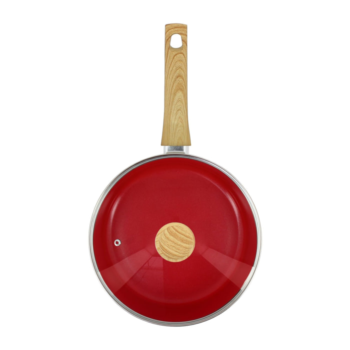Sauteuse en revêtement céramique 24cm rouge - tous feux COLORAMA