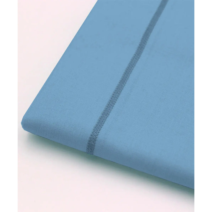 Parure CopriPiumino e Federe PERCALLE AZZURRO tinta unita per letto matrimoniale 100% Percalle di Cotone e Made in Italy