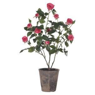 Mini Rose In Vaso. Altezza 69 Cm - Pezzi 1 - 43X69X38cm - Colore: Rosa - Bianchi Dino - Piante Artificiali