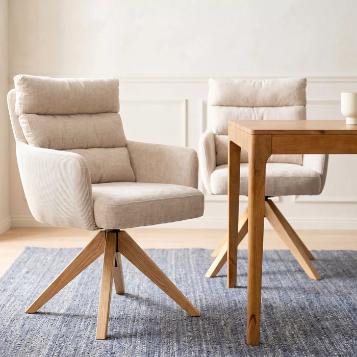 Chaise avec accoudoirs pivotante Bosse crème Kare Design