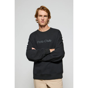Sudadera negra de cuello redondo con logotipo Polo Club