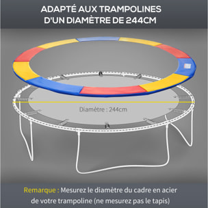 Couvre-ressort trampoline Ø 244 cm PVC PE haute densité rembourrage 15 mm multicolore