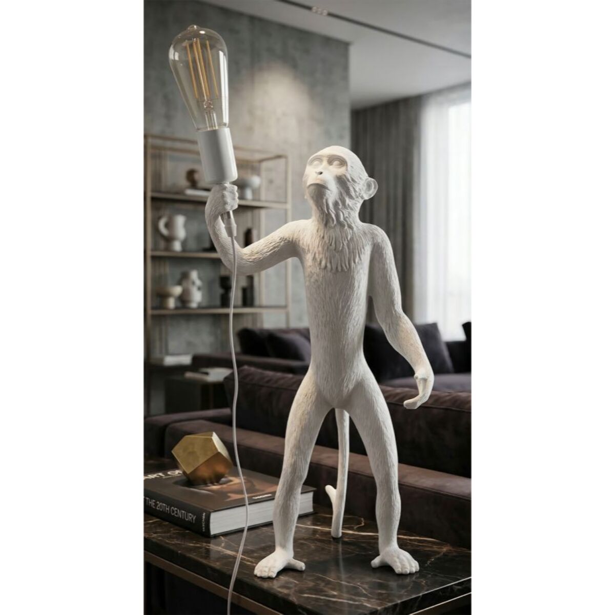 LAMPADA DA TAVOLO MONKEY BIANCO CM Ø 26X34X55