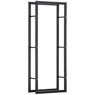 Soporte para Leña Estante de Leña Metálico Leñero de Exterior de Metal para Interior y Exterior Carga 100 kg 60x25x150 cm Negro