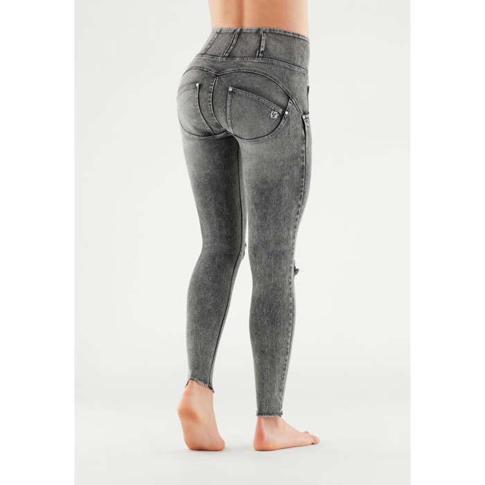 Jeans push up WR.UP® vita alta superskinny denim navetta marble e strappi