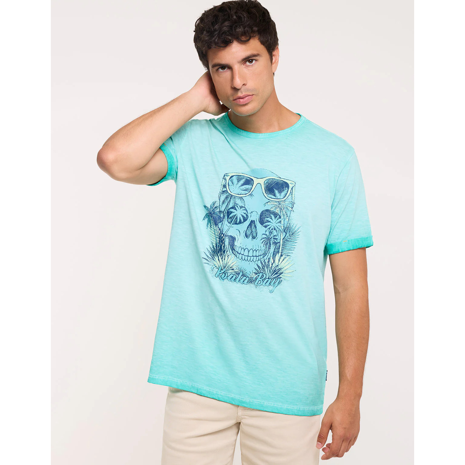 Camiseta Calavera Manga Corta Azul - Skullbay
