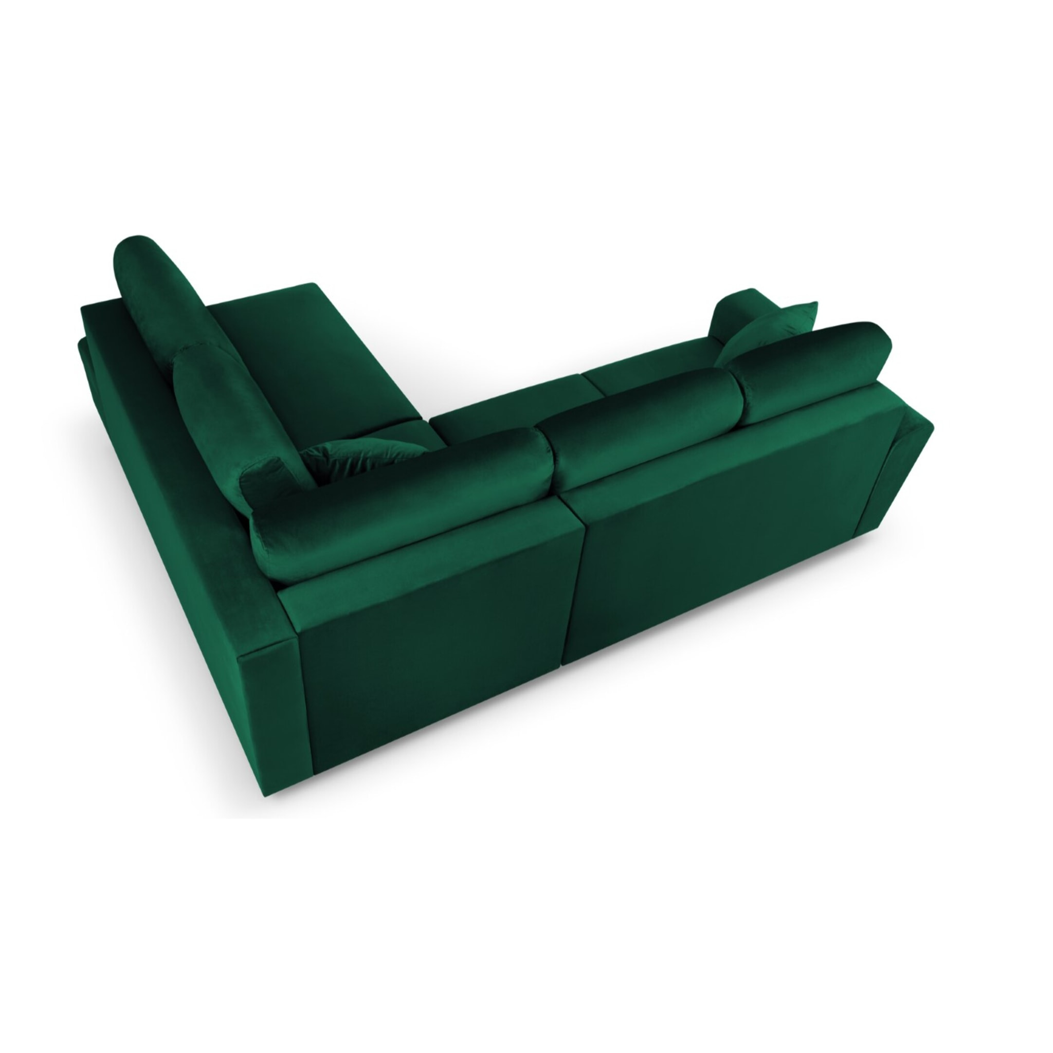 Canapé d'angle droit convertible avec coffre de rangement "Kyoto" 5 places en velours vert bouteille